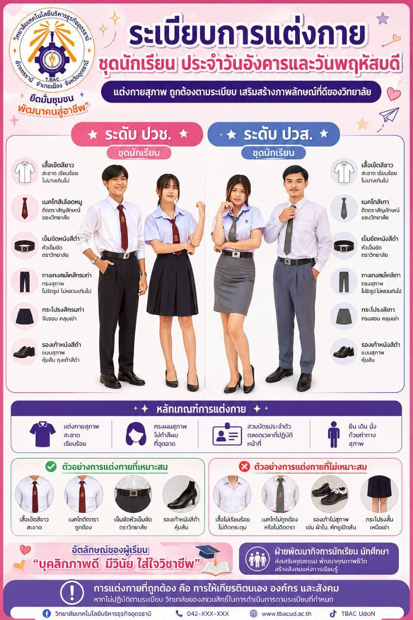 การแต่งกายระดับ ปวช. และ ปวส.